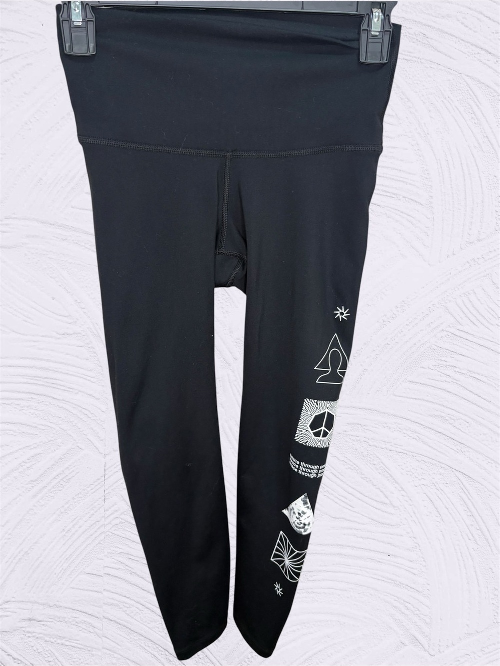 Nike Black Graphic Yoga Leggings Girls Small High Rise Athletic Pants